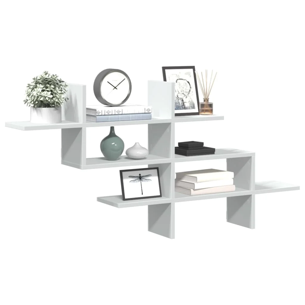 Weißes Wandregal, 124,5 x 18 x 60,5 cm, Holzwerkstoff, Zuhause, Wohnzimmer, Wandregal, hängendes vertikales dekoratives Regal