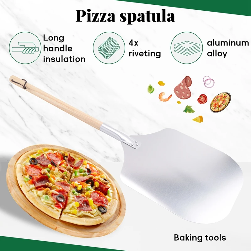 Pizza Pusher, Pizza Peel Made Of Stainless Aluminum (90Cm) - Practical And Solid Thread, Pizza Lifter With Rounded Edges-A22G