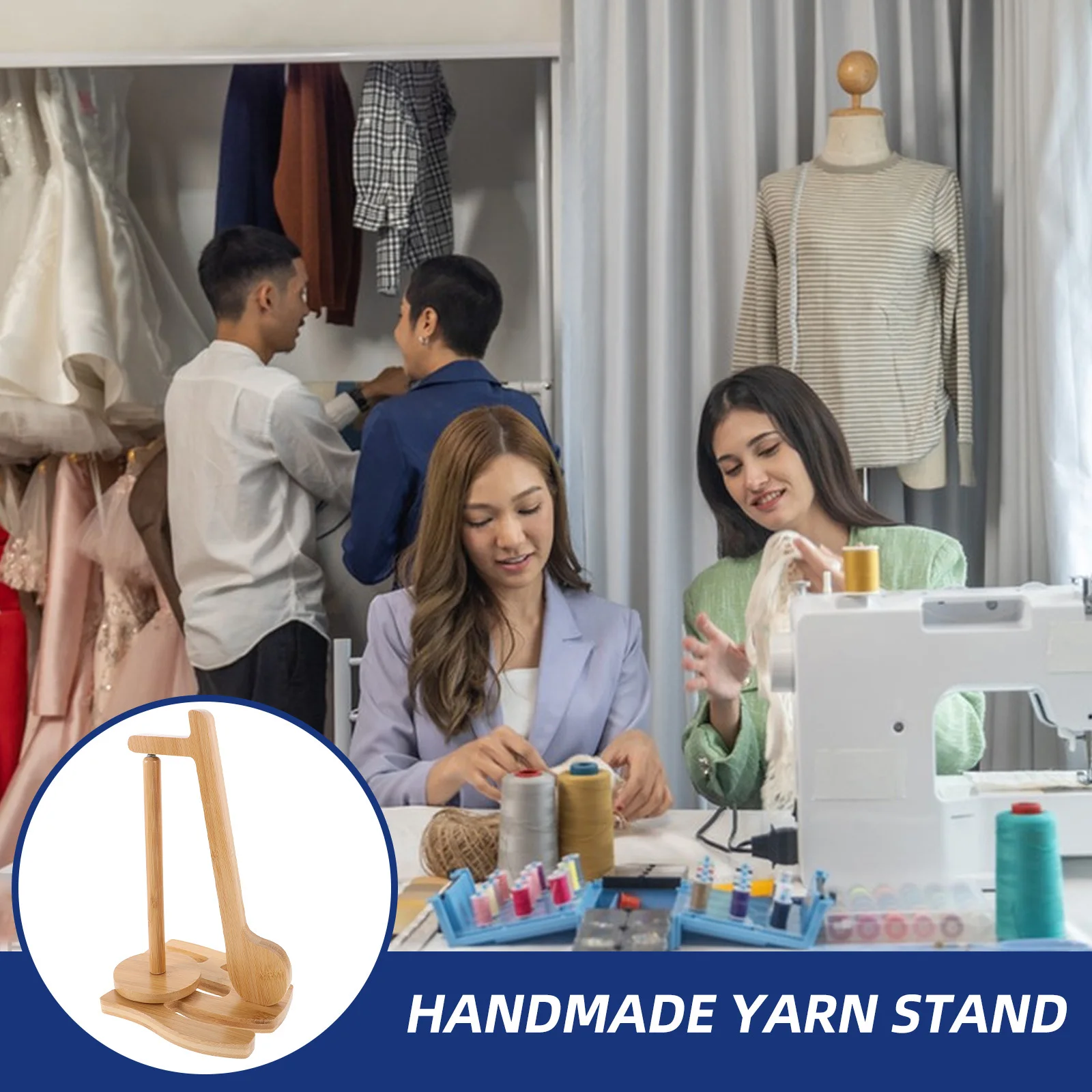 

Wooden Rotatable Yarn Holder Magnetic Base Knitting Crocheting Yarn Spool Rack Thread Stand Home Crafting Rotating Organizer