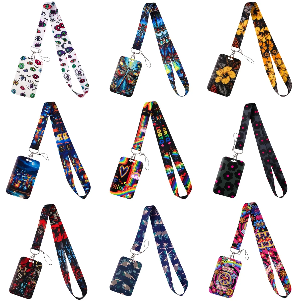 Smycze do identyfikatorów z motywem tęczowej duchowości gejowskiej, etui na karty dostępu, zawieszka na szyję w stylu vintage, brelok do kluczy, prezent na wizytówki