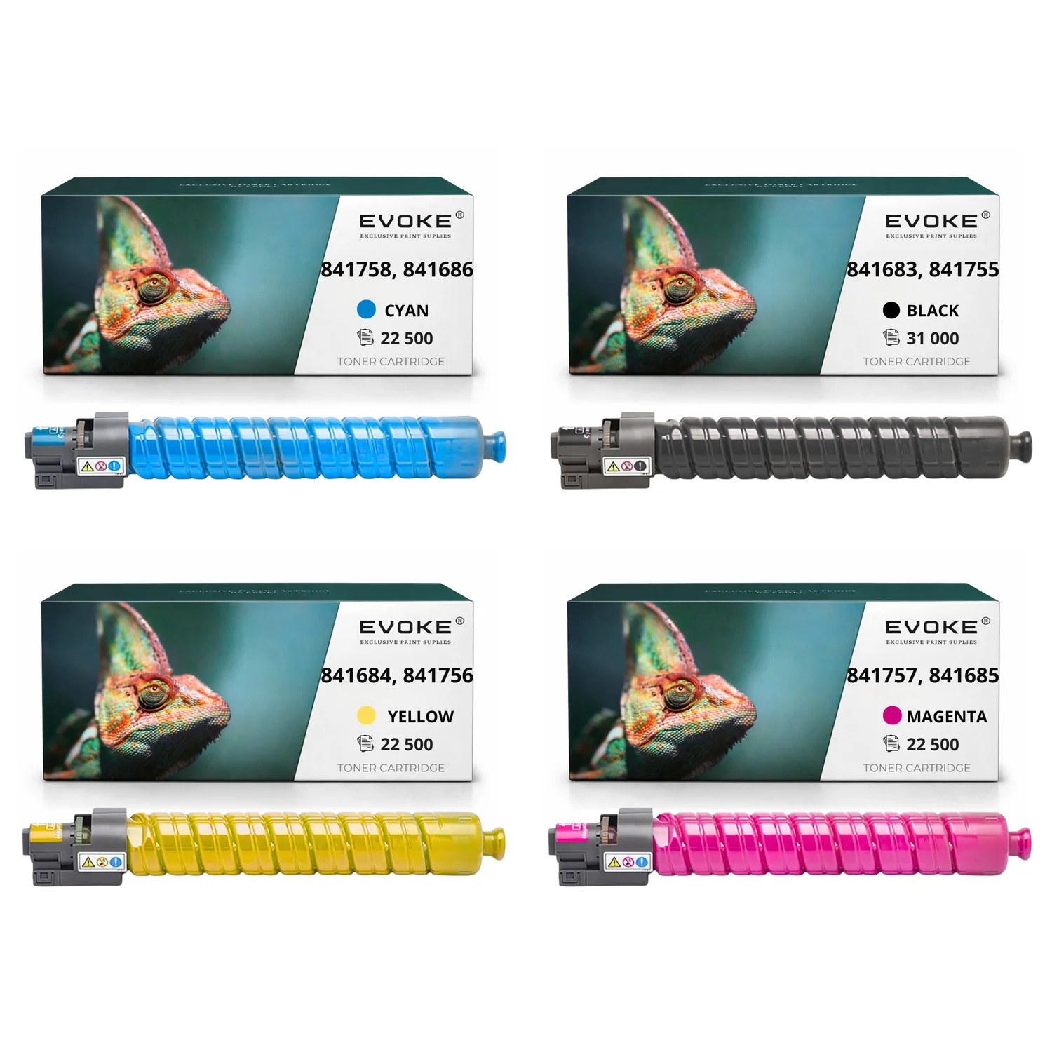 Evoke Compatibele Toner voor Ricoh Mpc-5502 841683 4X Cmyk: Zwart, Cyaan, Magenta, Geel 98500 Pagina's Mp C4502 C5502