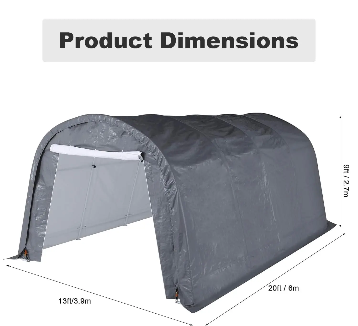 Outdoor Storage Shelter 13x20ft Heavy Duty Carport 2 Zipper Doors Waterproof UV Canopy Car Truck Boat, Customized
