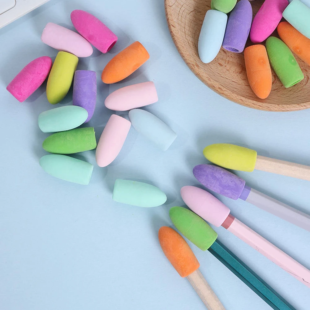 

150 Pcs Erasers Colored Bullet Classroom Prizes Pencil Cap for Pencils Adorable Extenders Caps Tops Student