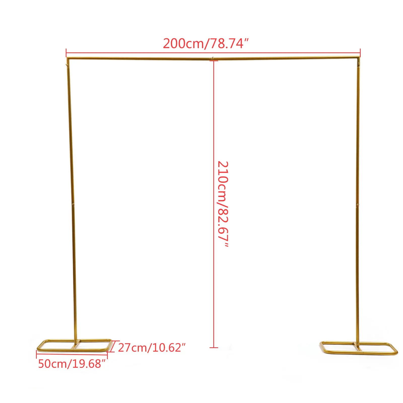 Metal Gold Square Wedding Arch Flower Rack Door Background Decor Prop Frame Stand For Wedding/Party Display 200*210cm