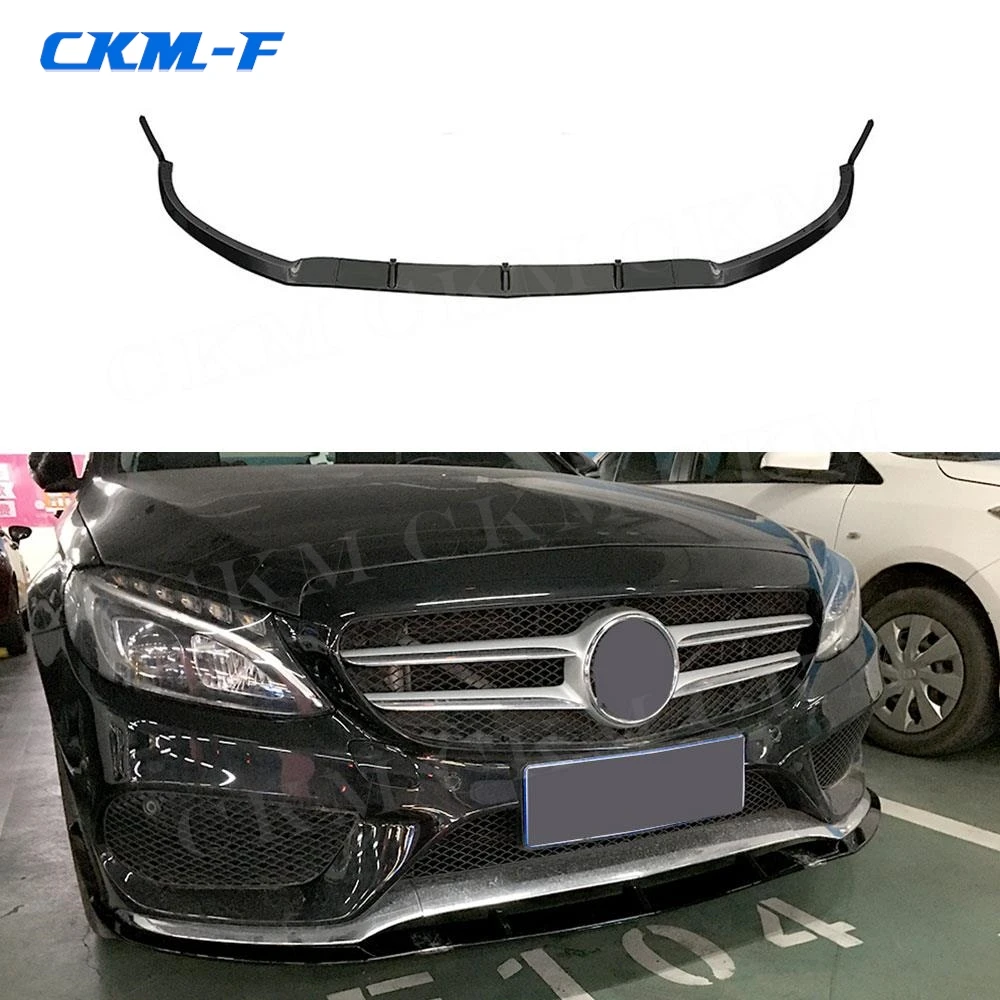 

for Mercedes Benz C Class A205 W205 C205 C43 AMG 2014-2018 Front Lip Front Bumper Lip Chin Spoiler Body Kit Gloss Black