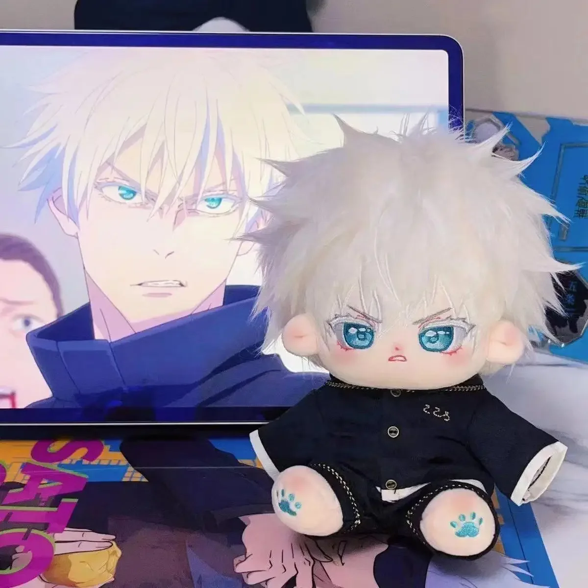 

Stuffed 20cm Game Jujutsu Kaisen Gojo Satoru Cosplay Plush Doll Cartoon Toy for Kids Gifts Birthday Present Ornament