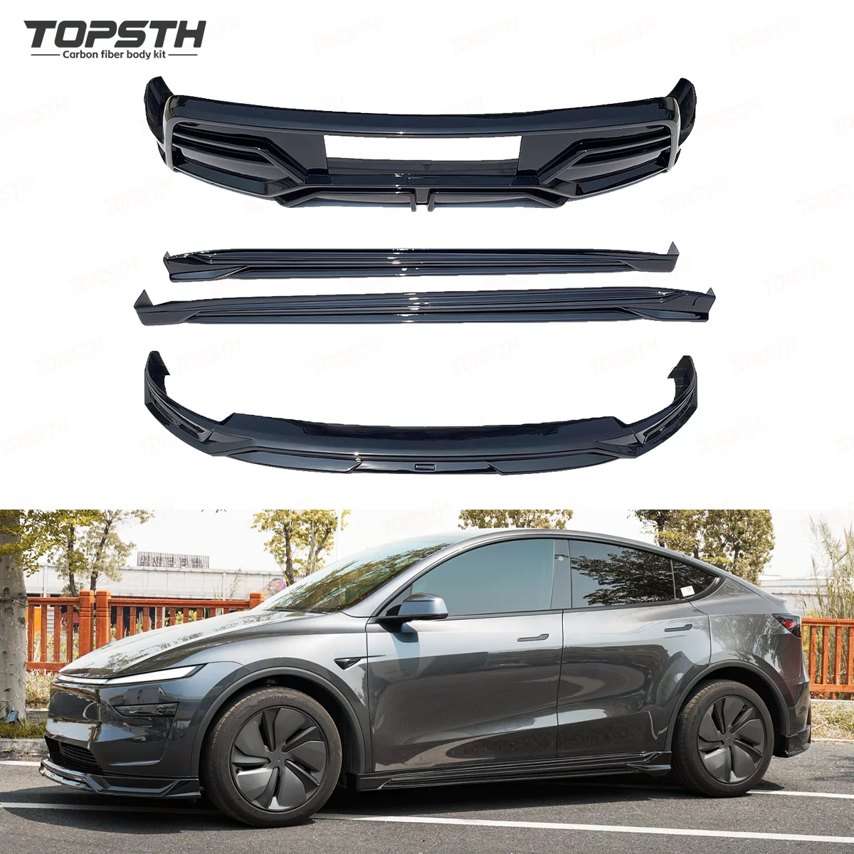 

2025+ Tesla Model Y ABS Sport Body Kit New Condition Juniper Front Lip Side Skirts Rear Diffuser Upgrade Bumper