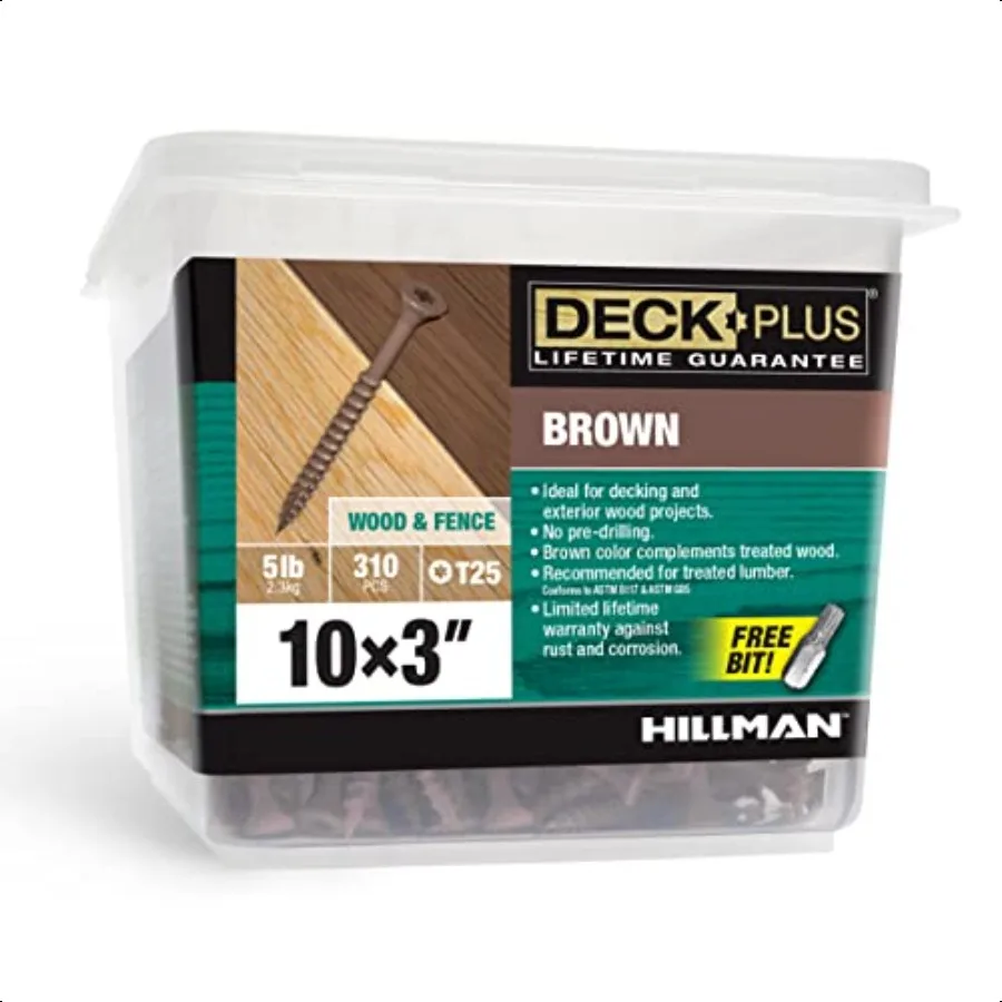 

3 Inch Epoxy Coated Exterior Wood and Fence Screws 10 x 3 Torx Star Drive Included Coarse Thread Outdoor Rust Resistant Decking
