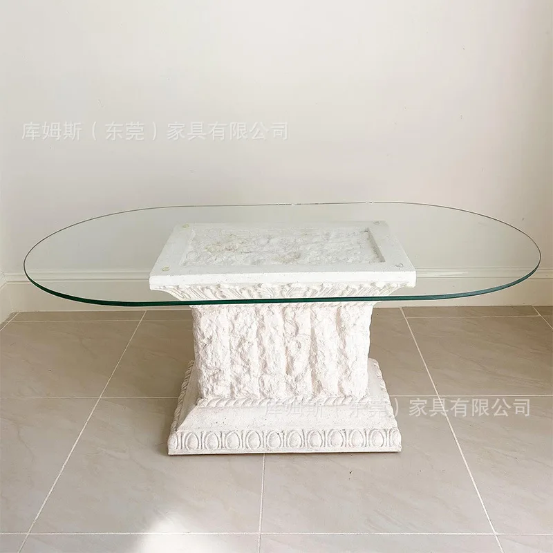 

Italian natural marble coffee table designer villa living room home light luxury coffee table broken retro table