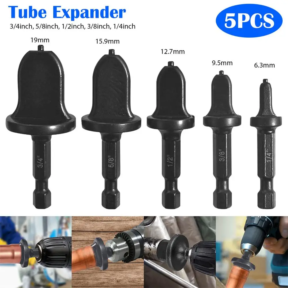 

5pcs Air Conditioner Copper Tube Expander 5 Sizes Wear-resistant Swaging Tool Drill Bit Pipe Flaring Set