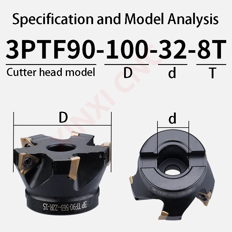 CNC face milling cutter head 3P TF90-863-22R-10 Milling processing 3PKT blade