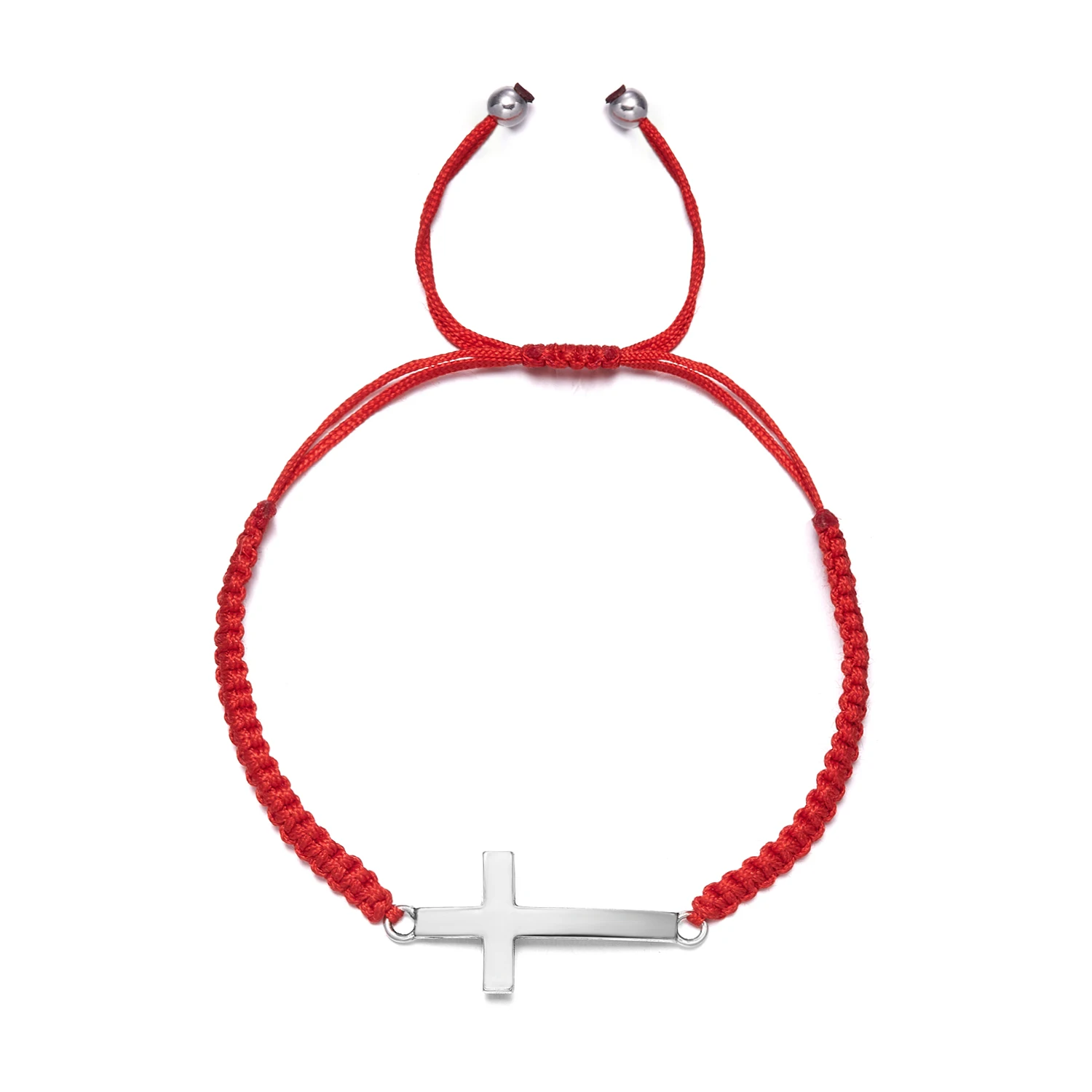 Hip Hop Edelstahl Kreuz geflochtenes Armband für Frauen Männer rot schwarz einfaches Paar verstellbare Handgelenk Armreif Christian Souvenir – Detail 7