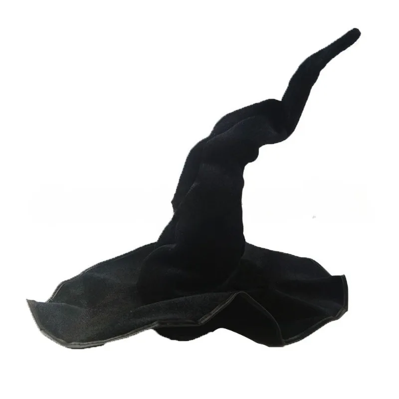 Sombrero de bruja de Halloween, sombrero de terciopelo negro, sombrero de bruja, sombrero giratorio de mago, suministros y accesorios para disfraces de fiesta, nueva tendencia 2025