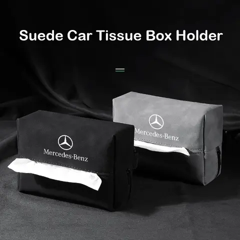 자동차 티슈 박스 홀더 메르세데스 벤츠 W204 205 A B C E S CLA CLK ML GLK GLA GLB GLC CLAS 용 스웨이드 가죽 인테리어 액세서리