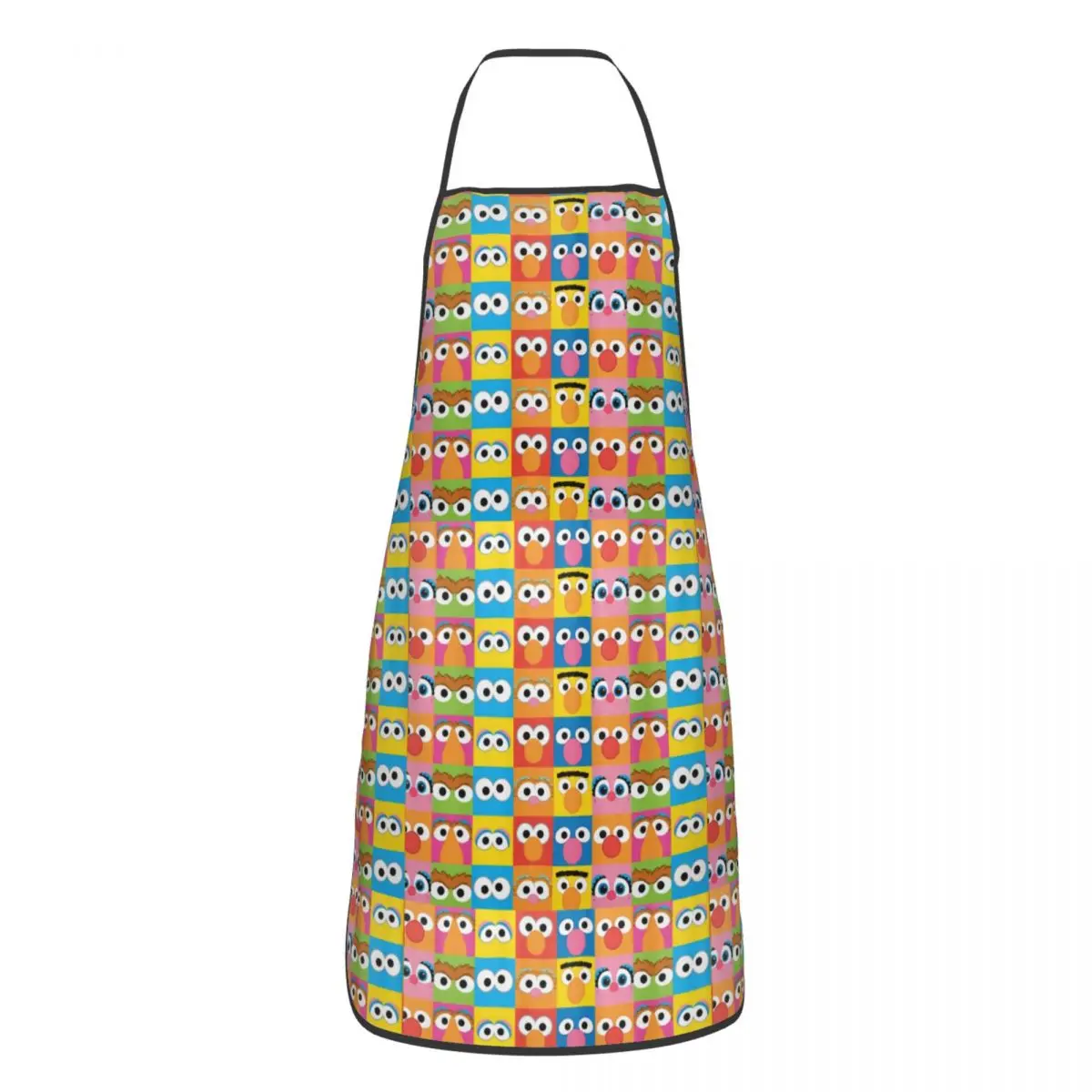 Custom Character Eye Pattern Apron Women Men Unisex Bib Sesame Street Kitchen Cooking Tablier Cuisine Chef Gardening