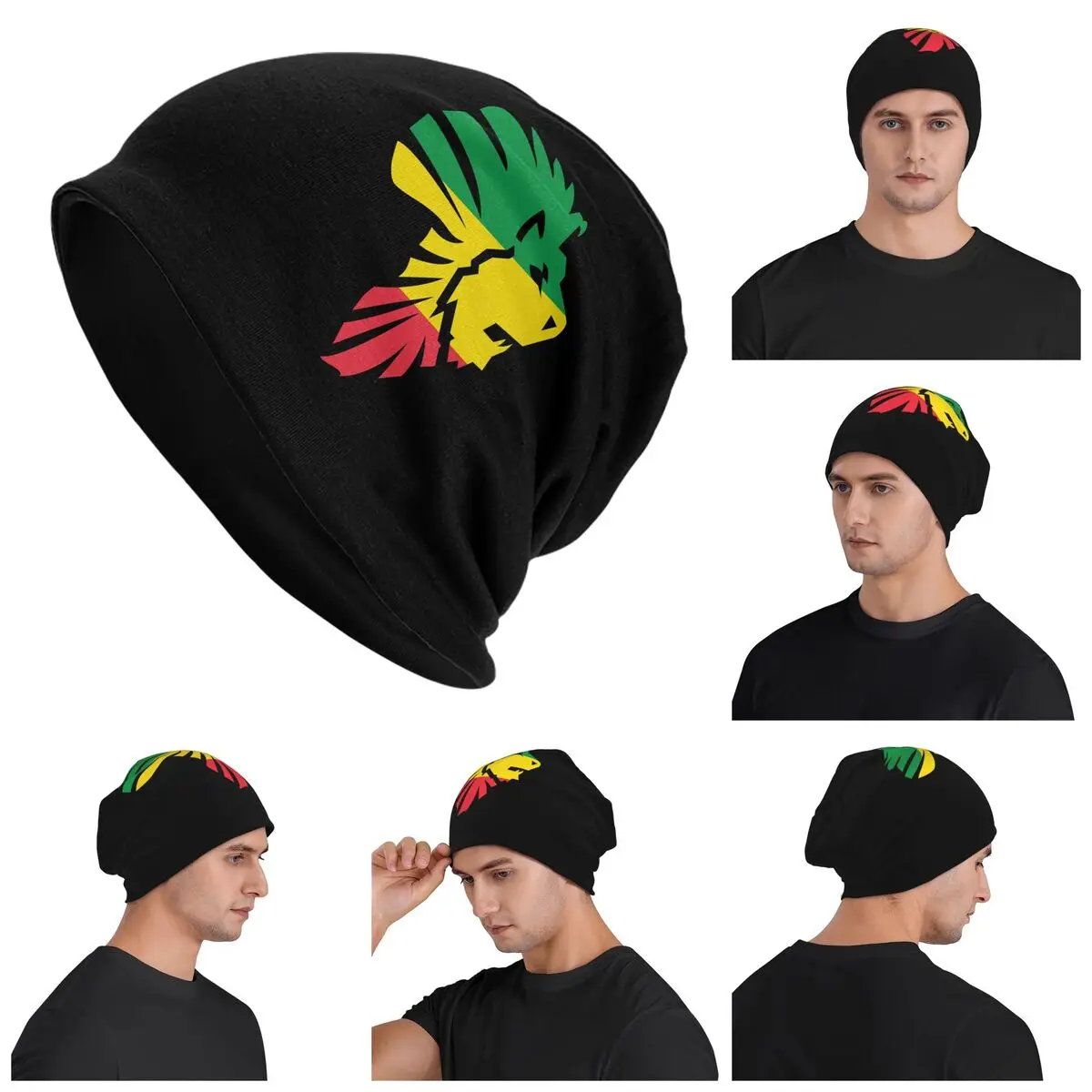 Jamaican Reggae Rasta Lion Jamaica Flag Unisex Adult Beanies Caps Knitted Bonnet Hat Warm Autumn Winter Outdoor Skullies Hats