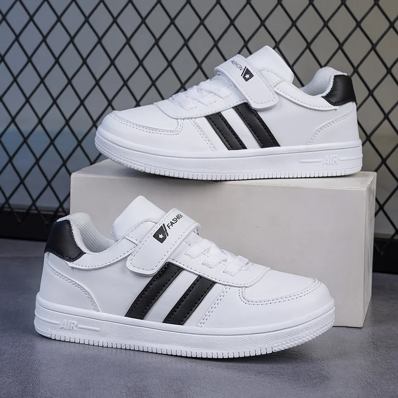 Kinder-Schulsport-Wanderschuhe, modische weiße Freizeit-Sneaker für Jungen und Mädchen, rutschfeste Kinder-Laufschuhe mit weicher Sohle – Detail 2