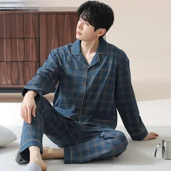 Pijama de algodón puro para hombre, traje de Casa de manga larga, holgado y cómodo, para otoño e invierno, novedad