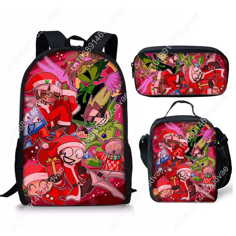 3 Piece Sprunki Backpack Lunch Bag For Students Incredibox Backpack Pencial Bags Hight Capacity Bookbags Sprunki Wenda Mochila