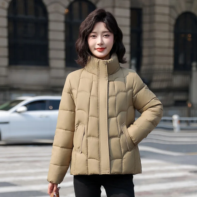 Winter New Warm Stand Collar Slim Western-Style Jacket Women Short Down Cotton Jacket Parkas