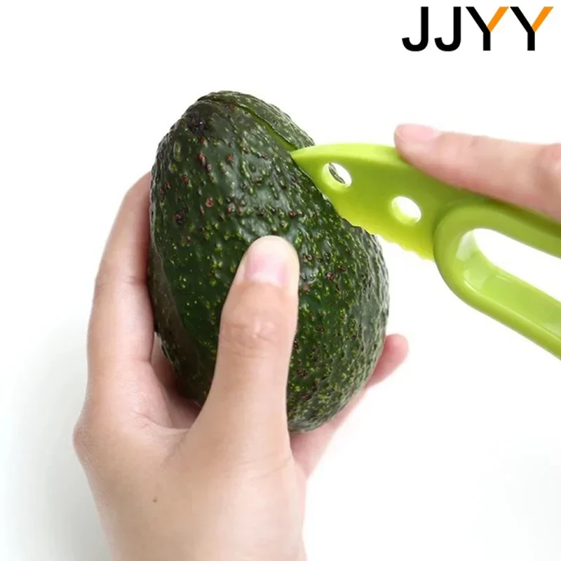 JJYY 3-in-1 Avocado Slicer Shea Butter Fruit Peeler Pulp Separator Plastic Knife Kitchen Vegetable Tool