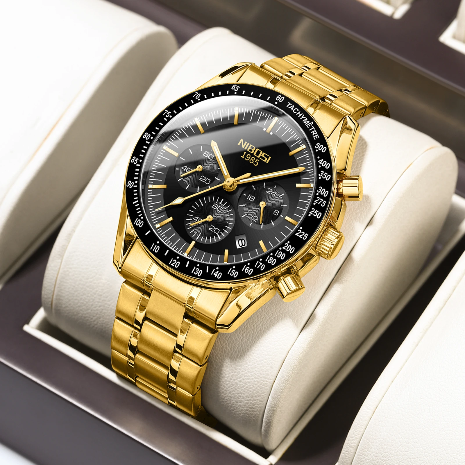 NIBOSI Luxury Military Watch for Men Waterproof Luminous Date Chronograph Man Watch Sport Quartz Stainless Steel Men's Watches
