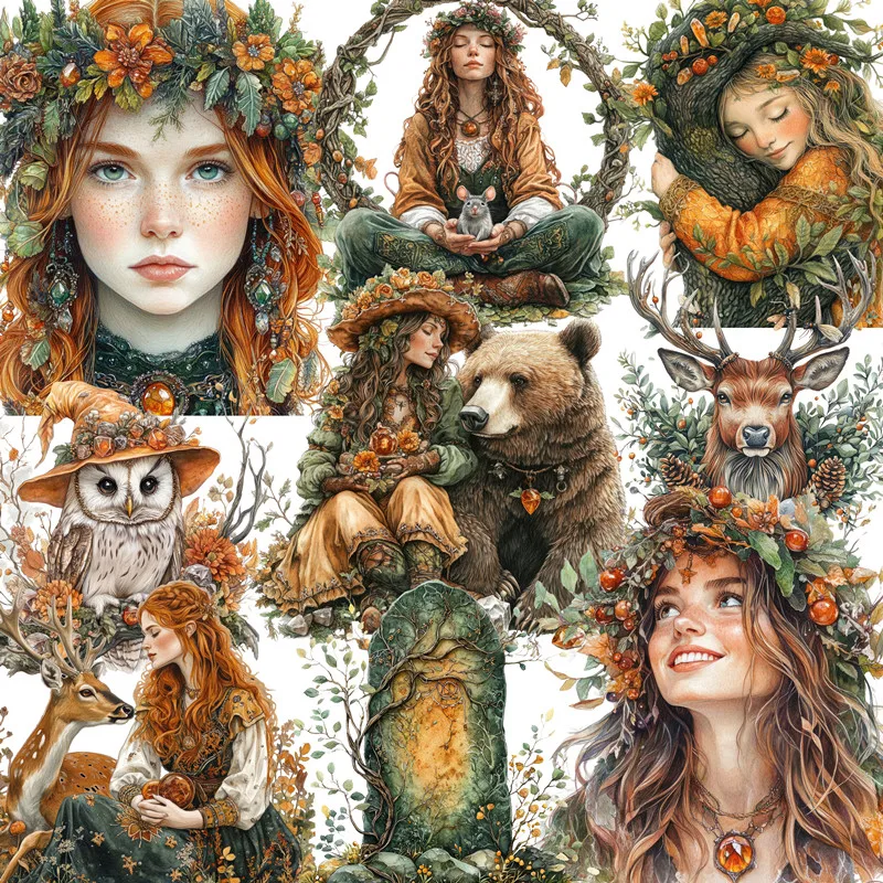 

The Forest Witch and the Bear Stickers Crafts And Scrapbooking stickers kids toys book Decorative sticker DIY Stationery