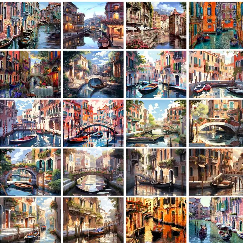 GATYZTORY 60×75 Diy Painting By Numbers Kits Venice Scenery Acrylic Paint By Numbers On Canvas Draw Painting For Home Decor