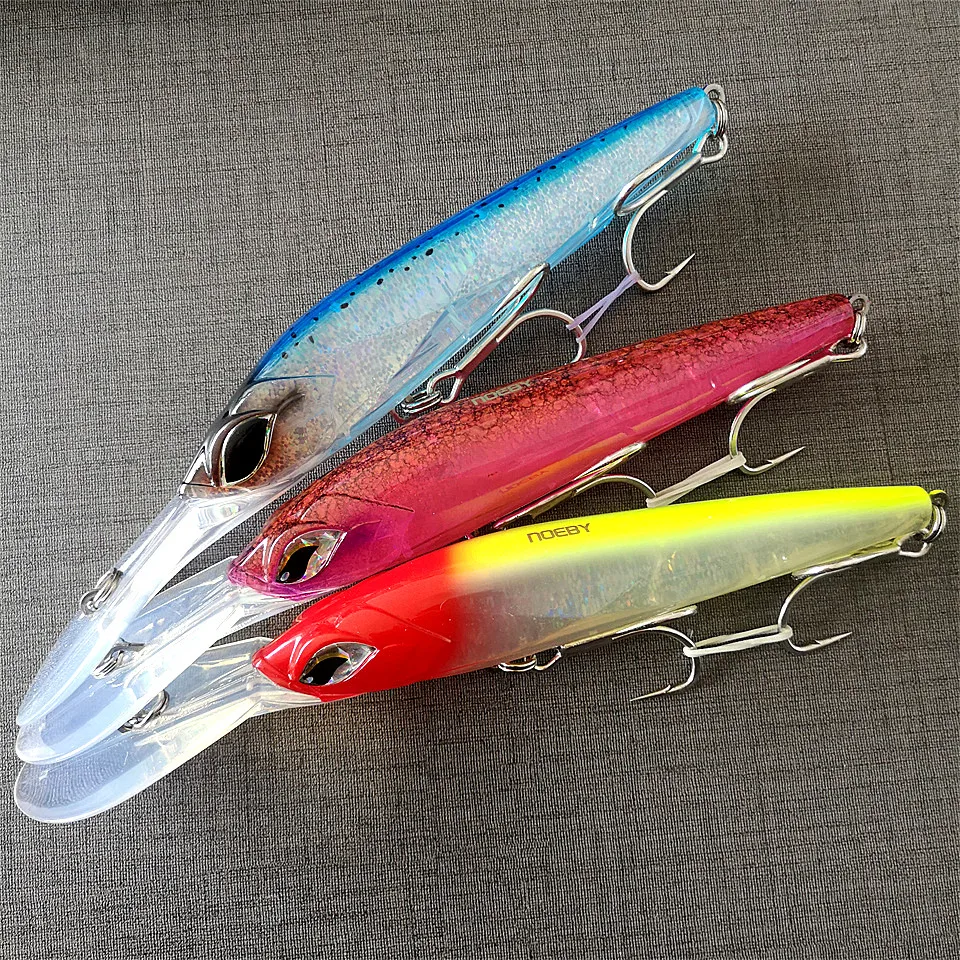 

NOEBY NEW Bait 3pcs Trolling Big Minnow Fishing Lure 90g/180mm 8colors Floating 5-6.5m Bait for Kingfish/Tuna Saltwater