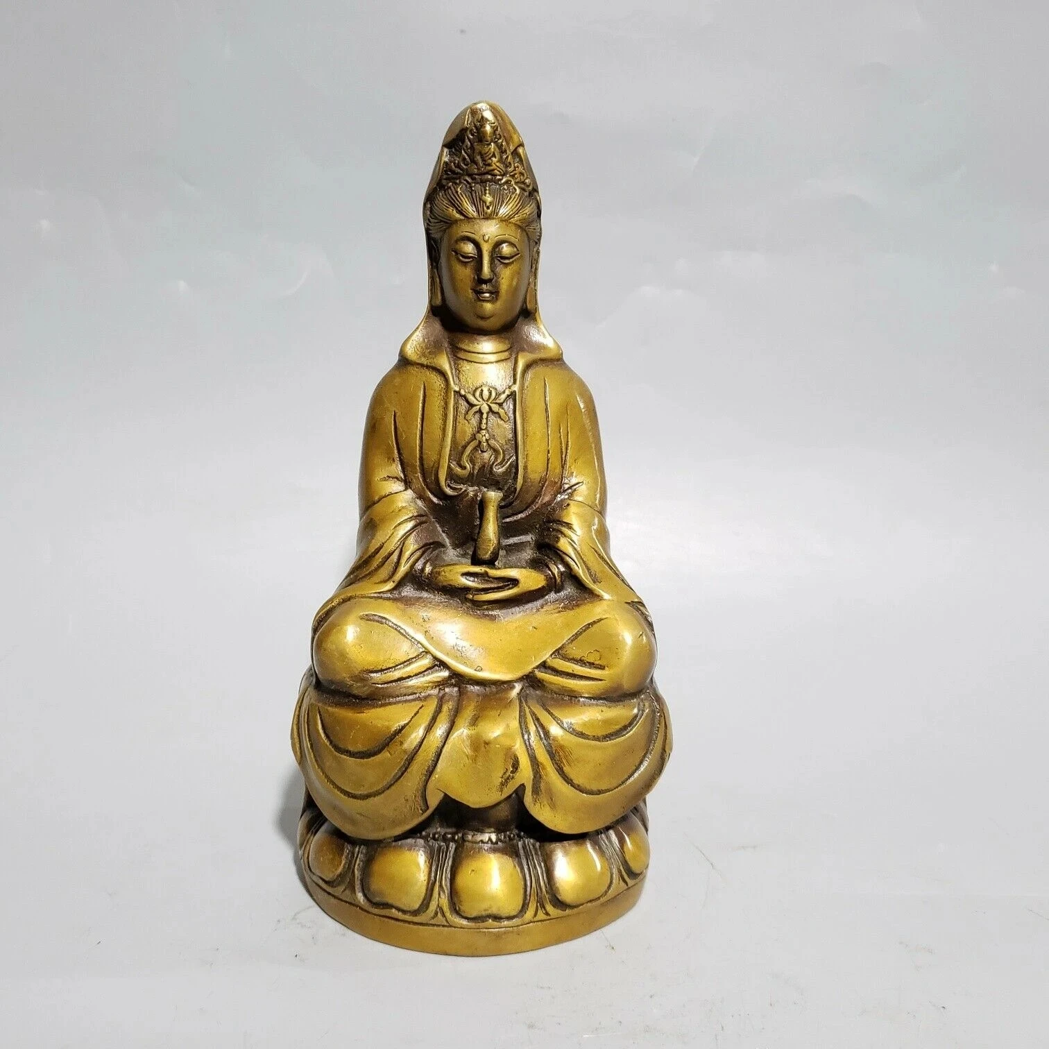 

21 cm Chinese Brass Kwan-yin Guanyin Statue Bronze Buddha Statue sculpture