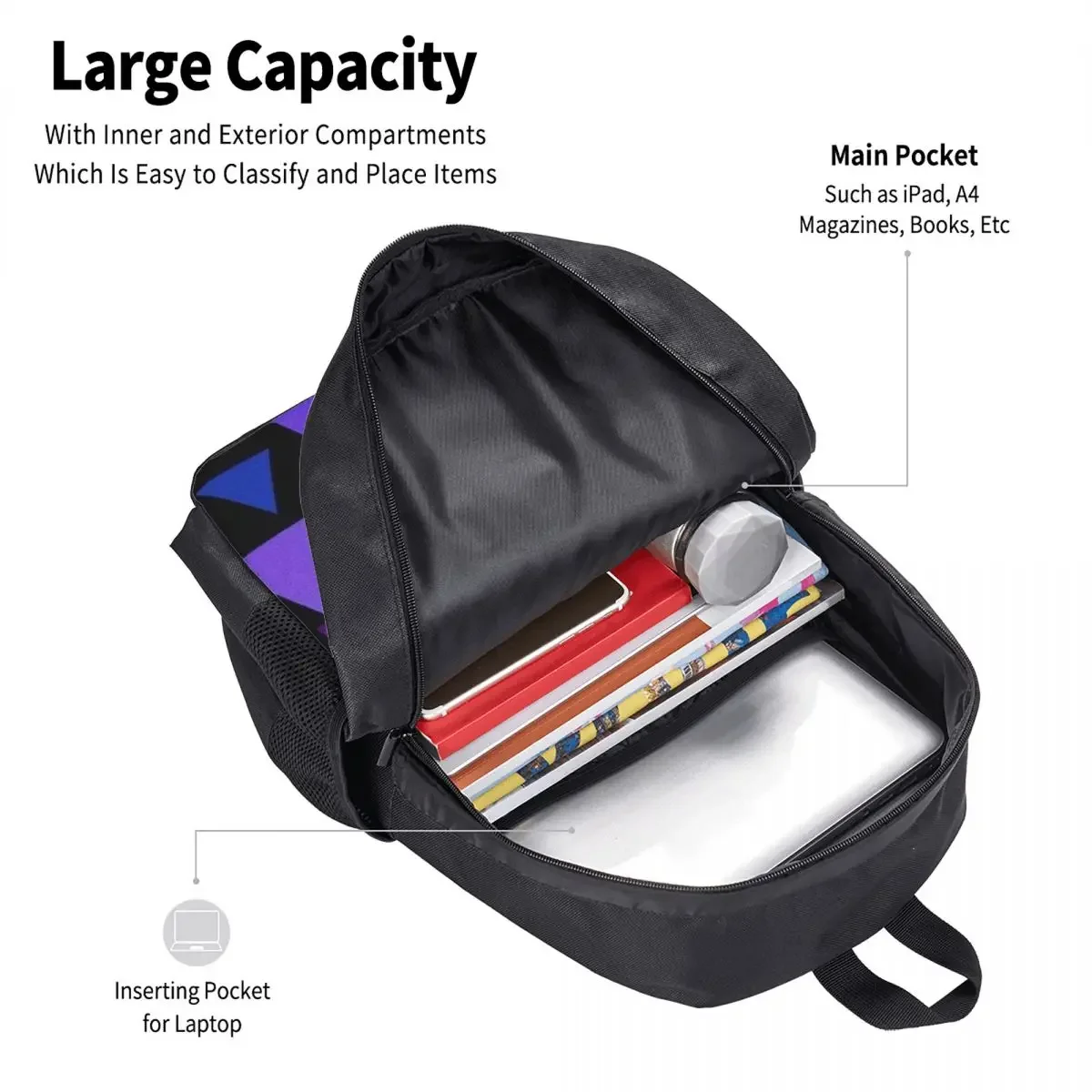 Irregular geometric backpack for boys and girls, children's backpack, laptop backpack, shoulder bag