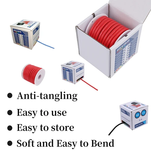 Imagen 2 del producto Bobinas de Cable de Silicona Suave y Flexible de 10 Colores, 12, 13, 14, 15, 16, 17, 18, 20, 22, 24, 26, 28, 30 AWG, Cables Eléctricos de Cobre Estañado