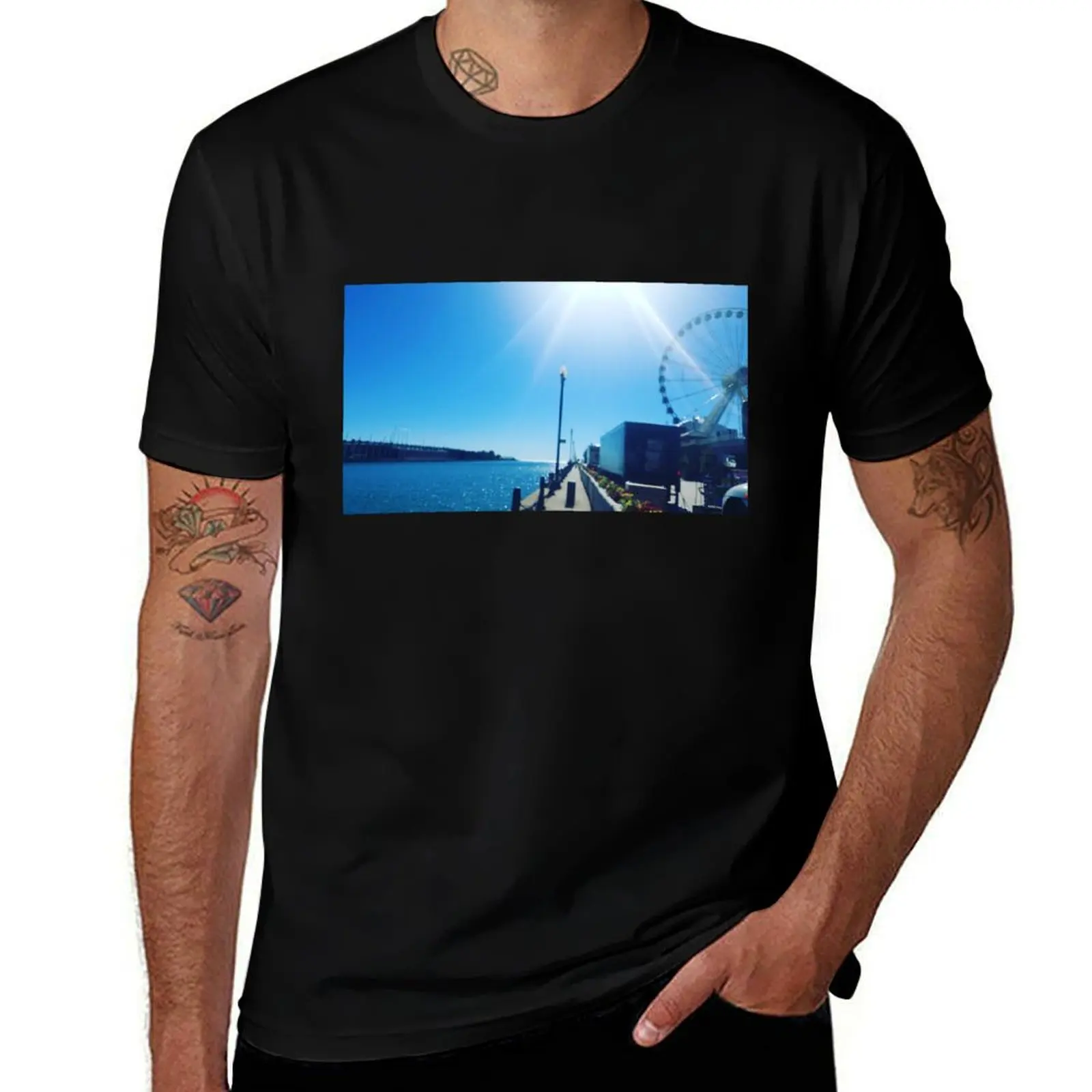 

Navy Pier Chicago T-Shirt gifts for boyfriend oversize t-shirts man cotton graphic tees luxury t-shirt vintage t shirt men