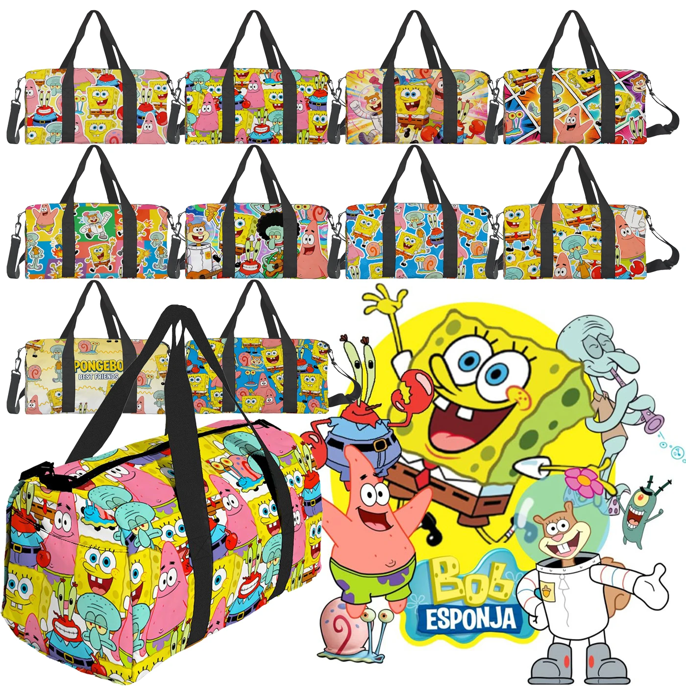 

1pc SpongeBob SquarePants Series,Tote Bag, Gym Bag, Shoulder Bag, High-Quality, Large Capacity, Fashionable Gift, Casual Travel