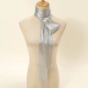 Kolye parlak, kadınlar için, püskül dantel, parti, bir gece elbisesi, gece, eşarp, ipek, parlak, altın ve gümüş ve şal güneş koruyucu losyon, yeni moda Satış çubuğu kolyesinde ilk 10-siyah no. 10