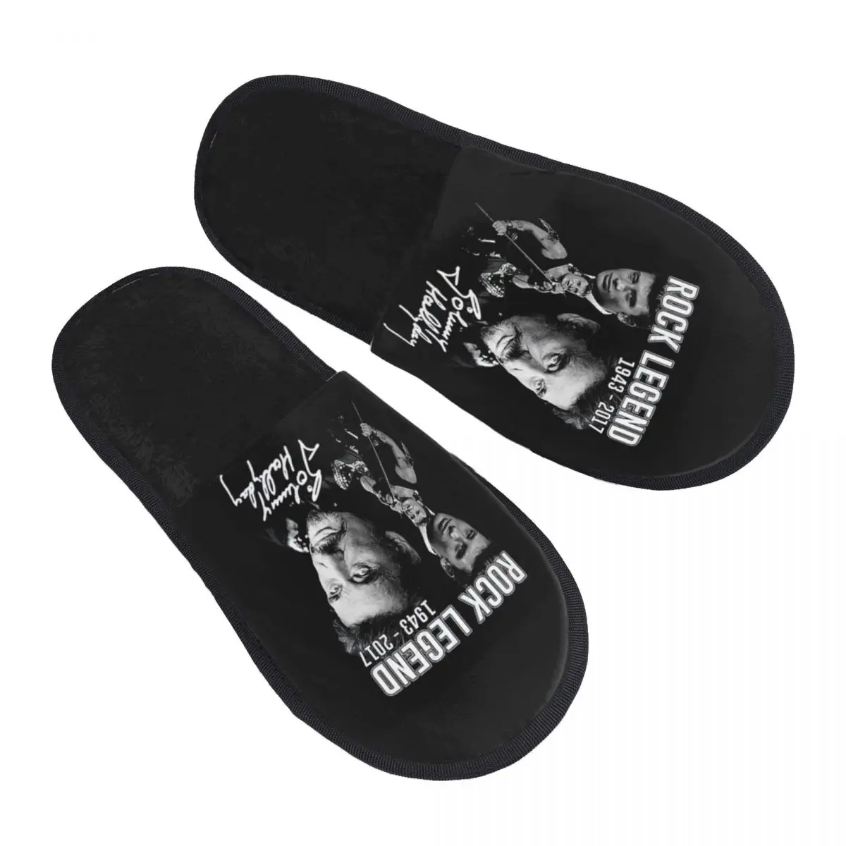 Custom Johnny Hallyday Comfy Scuff With Memory Foam Slippers Women France Rock Singer Hotel House Shoes