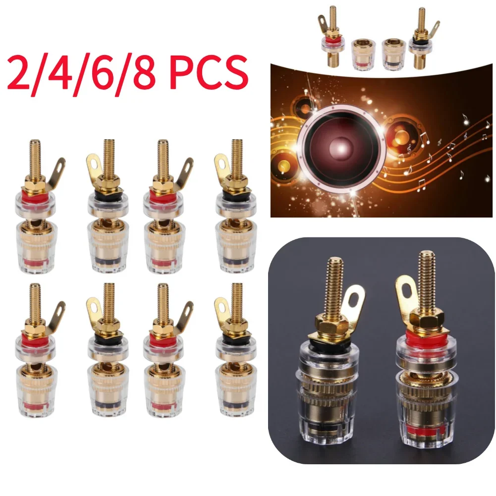 2/4/6/8 pezzi connettore amplificatore a bassa frequenza per altoparlante in ottone da 4 mm con pali di rilegatura a guscio trasparente per connettori a banana