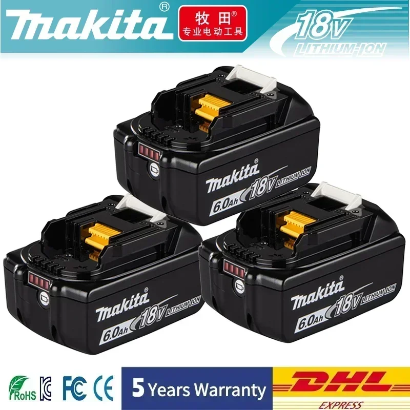 

Оригинальные аксессуары Makita 6Ah для аккумуляторов Makita 18V BL1830B BL1850B BL1850 BL1840 BL1860 BL1815, замена литиевой батареи