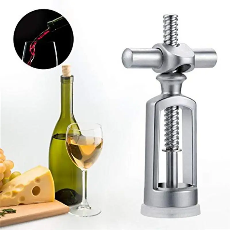 AS94-1 Pcs Zinc Alloy Corkscrew Red Wine Bottle Opener Simple Household Wine Cork Opener Wine Cork Remover Kitchen Drinkware - view 3
