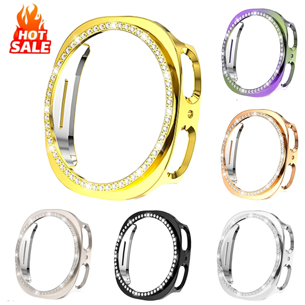 Diamond PC Case For Samsung Galaxy Watch 9 8 44mm 40mm Hollow Hard Protective Cover Bumper Men Women Replacement Parts