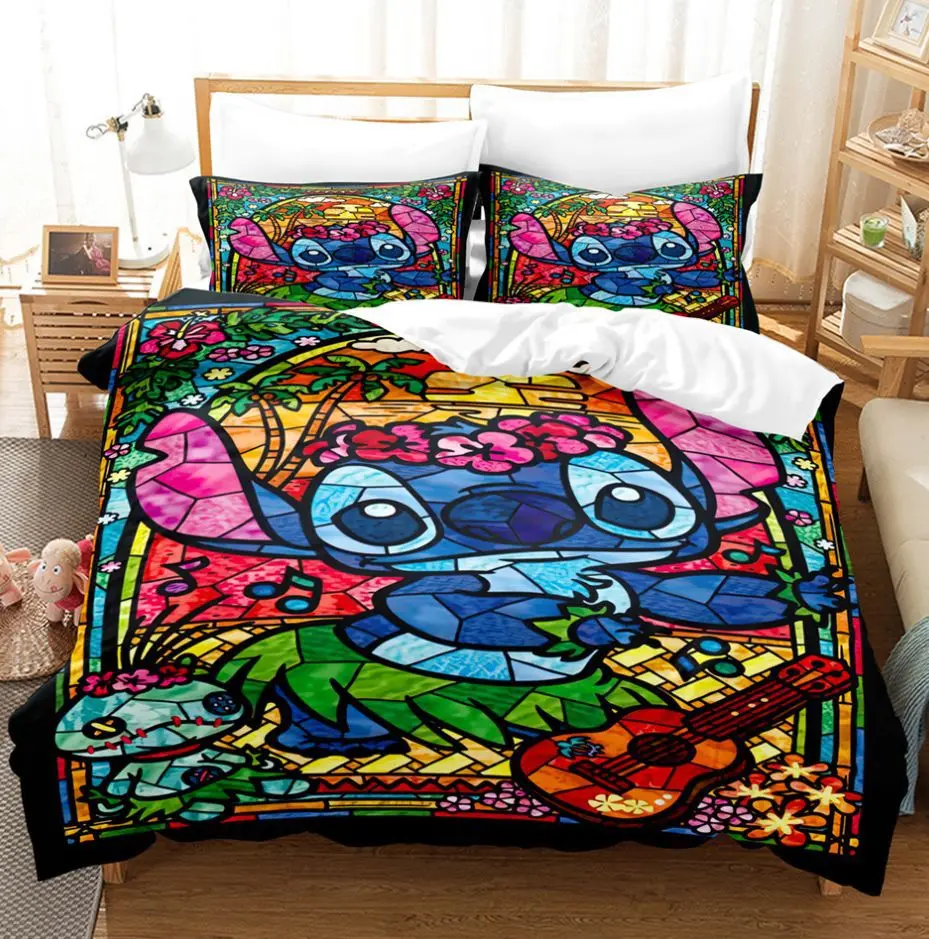 Imagem -03 - Disney Home Lilo e Stitch Bedding Grupo Quilt Cover Twin Decoração do Quarto para Crianças Menino Menina Rainha King Size Pcs Pcs