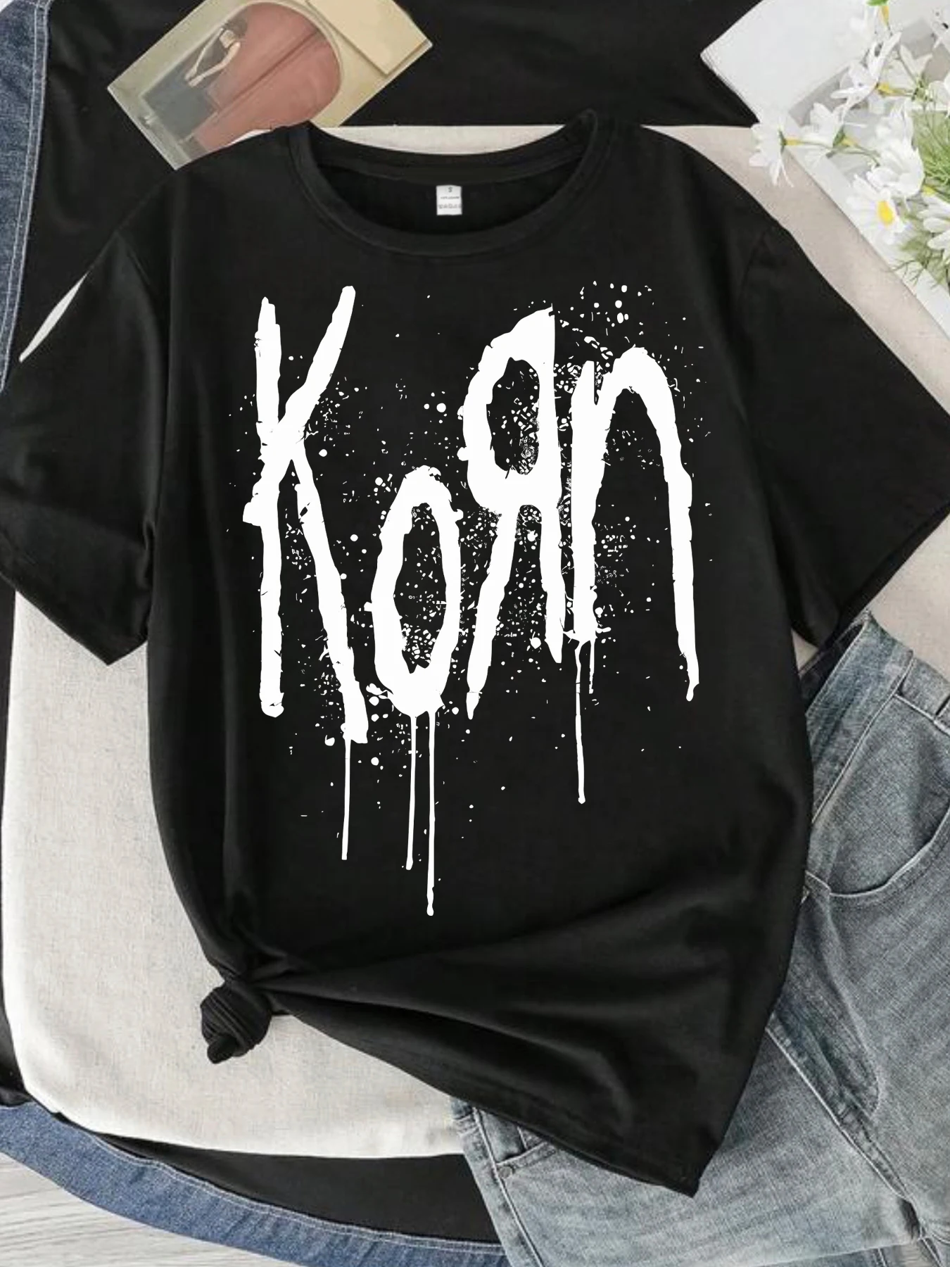 

Letter pattern round neck plus size women T-shirt short sleeve trend printing elastic half sleeve T-shirt
