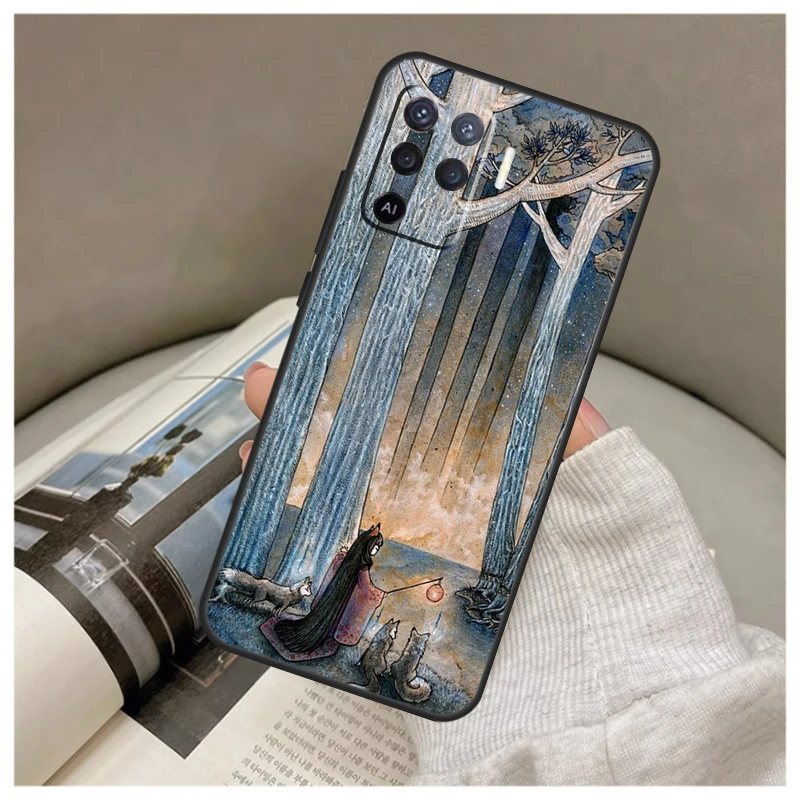 Kitsune Fox Art Case For Oppo A74 A94 A54 A18 A38 A58 A78 A98 A80 A60 A40 A96 A76 A16 A15 A17 A57 A77 A5 Pro