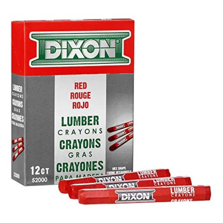 

Industrial Lumber Marking Crayons, 4.5" x 1/2" Hex, Red, 12-Pack 52000