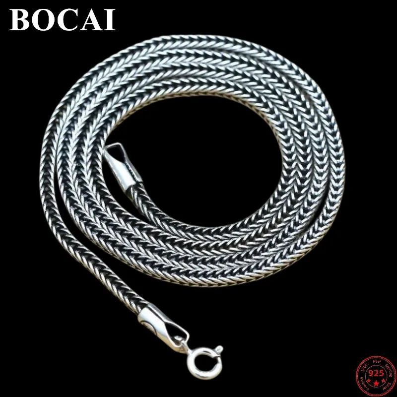 

Ожерелье BOCAI S925 из стерлингового серебра для мужчин и женщин, новая мужская мода, 4,5 мм, 2,0 мм, 3,0 мм, цепочка-кнут, аргентинские ювелирные изделия, оптовая продажа