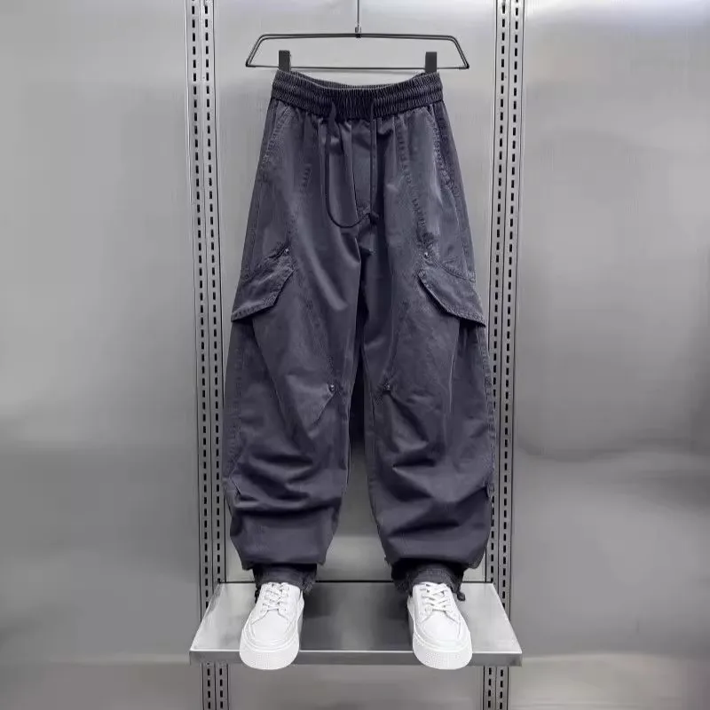 

Большой размер 300, брюки для спецодежды в Гонконге, мужские повседневные широкие брюки, весна-осень, свободный крой из полиэфирного волокна