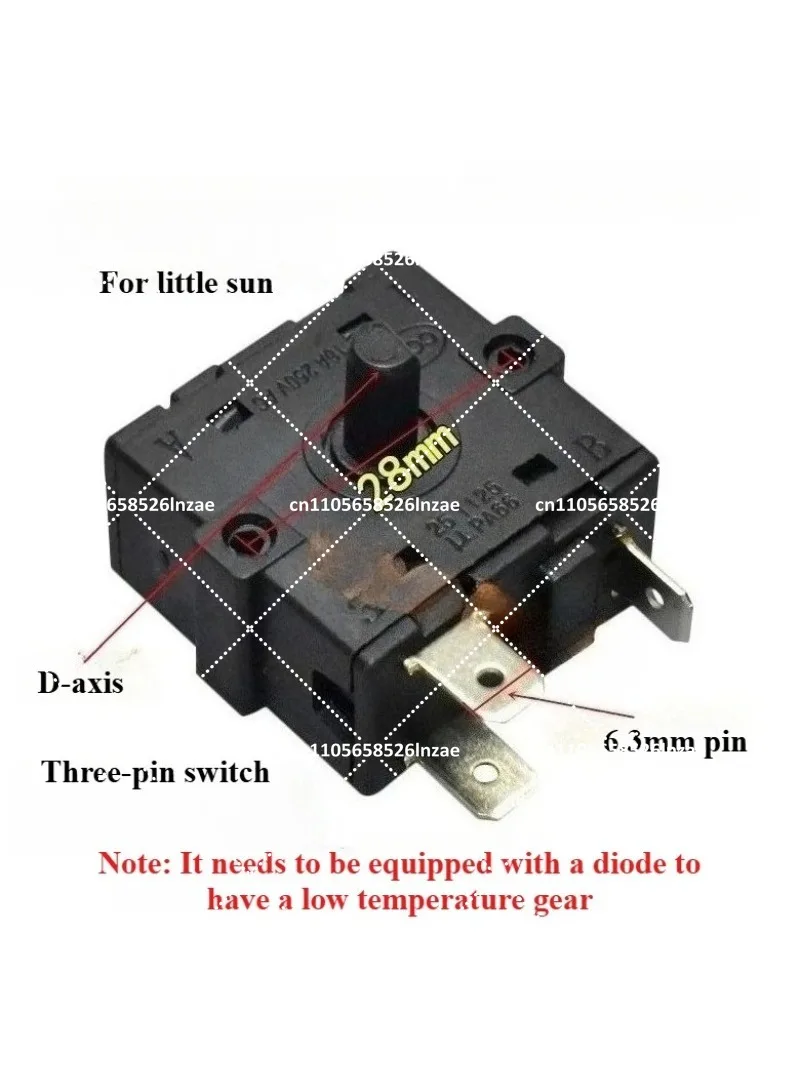 2pcs Electric Heating Small Solar Heater Switch, Oven Heater Fan 3-Pin/5-Pin Rotating Gear Thermostat Switch