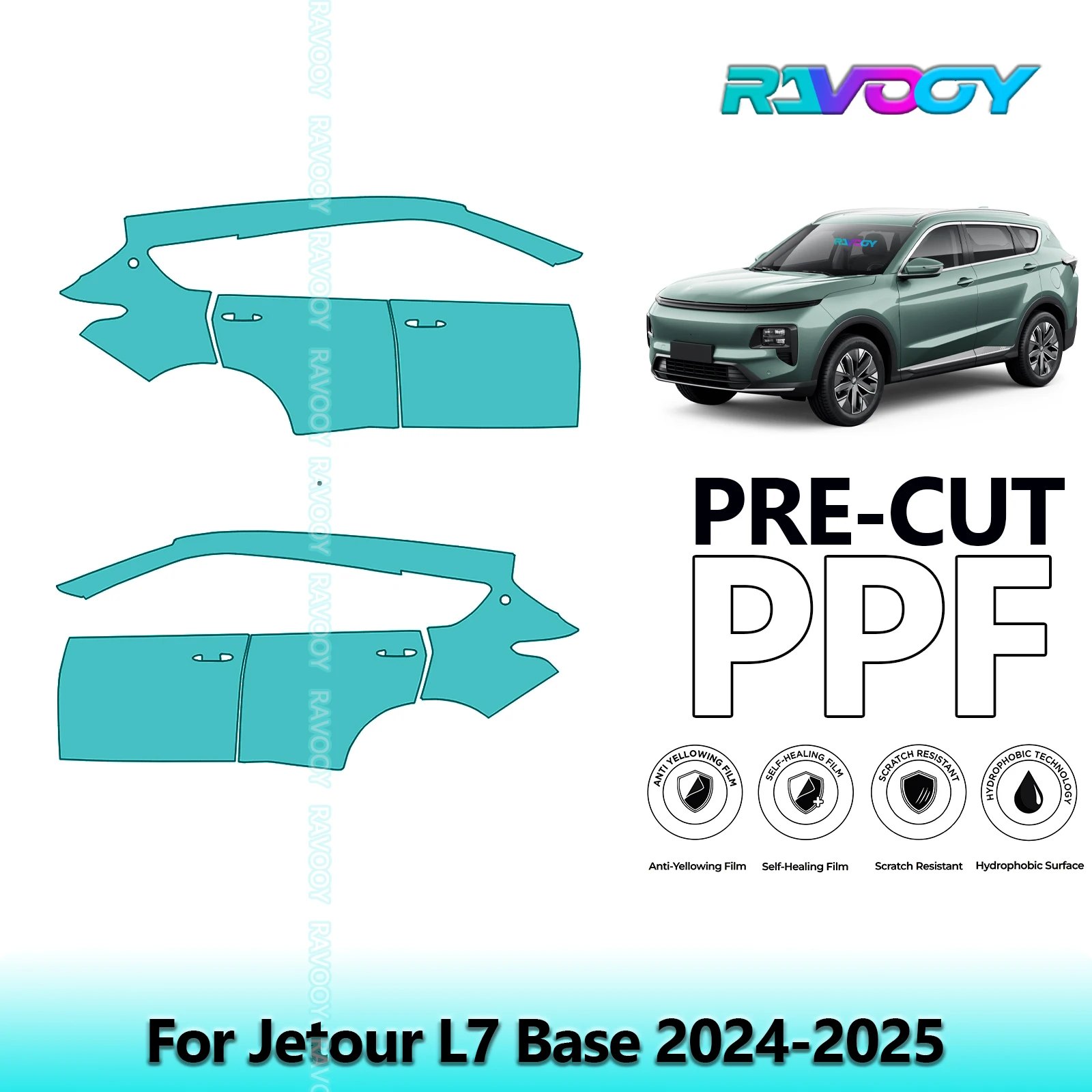 

For Jetour L7 Base 2024-2025 8.5mil Clear Matte Pre-Cut PPF Door & A/B Pillar Kit TPU Paint Protection Film Set