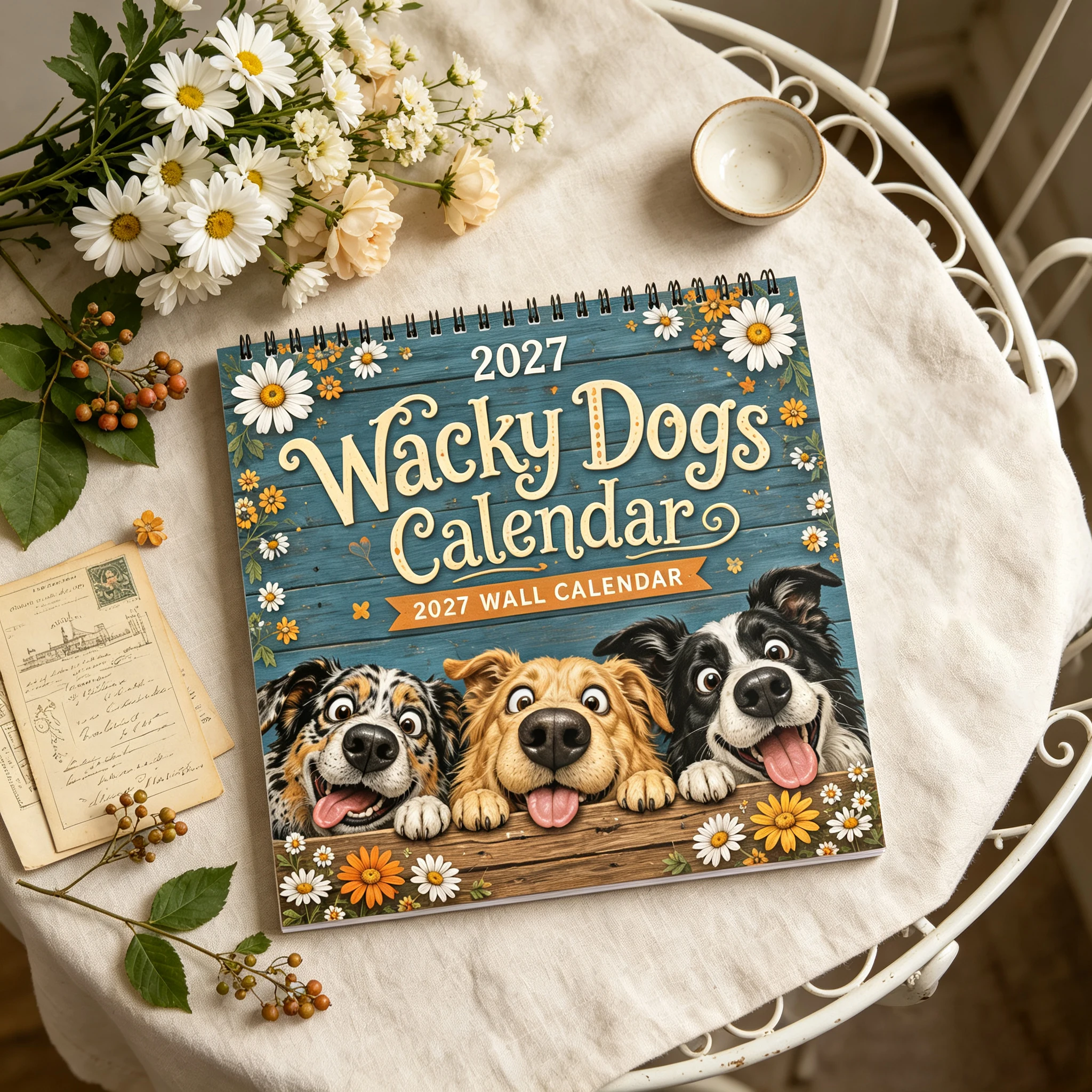 2027 Wacky Dogs Wall Calendar, 12-Month Spiral-Bound Hanging Calendar, Funny & Cute Dog Monthly Planner for Home and Office, Chr