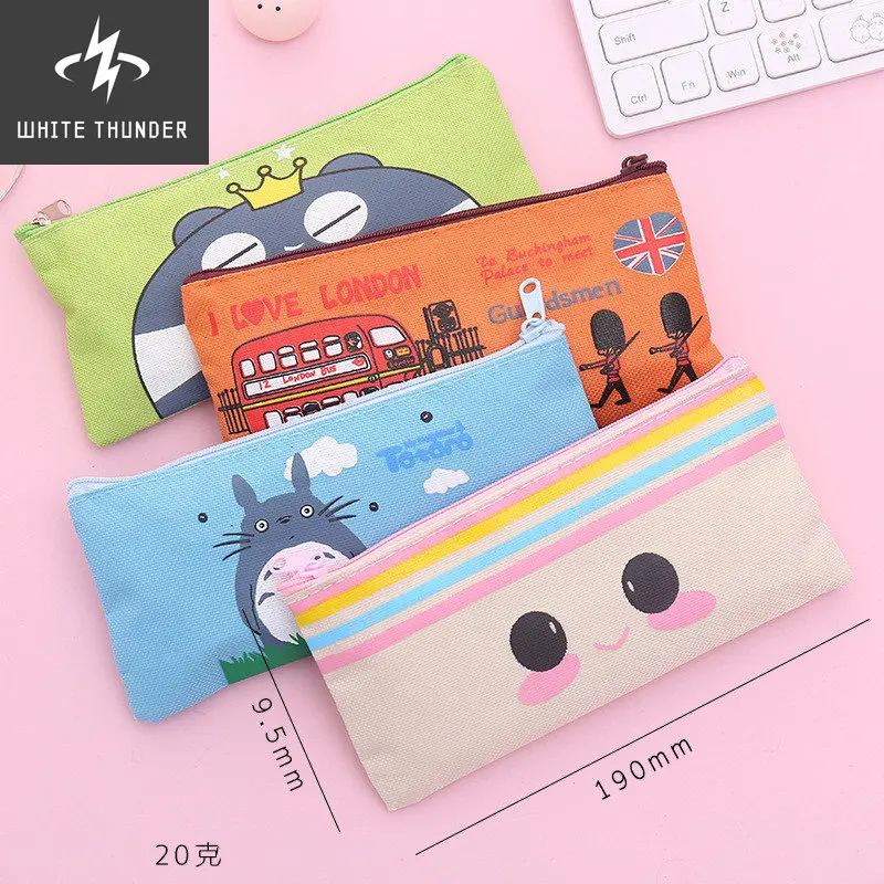 Simple Cute Pencil Case School Supplies Storage Bag Hero Cartoon Pencil Bag Animal Pen Case Student Exam Bag Kids Pen Bag Prizes